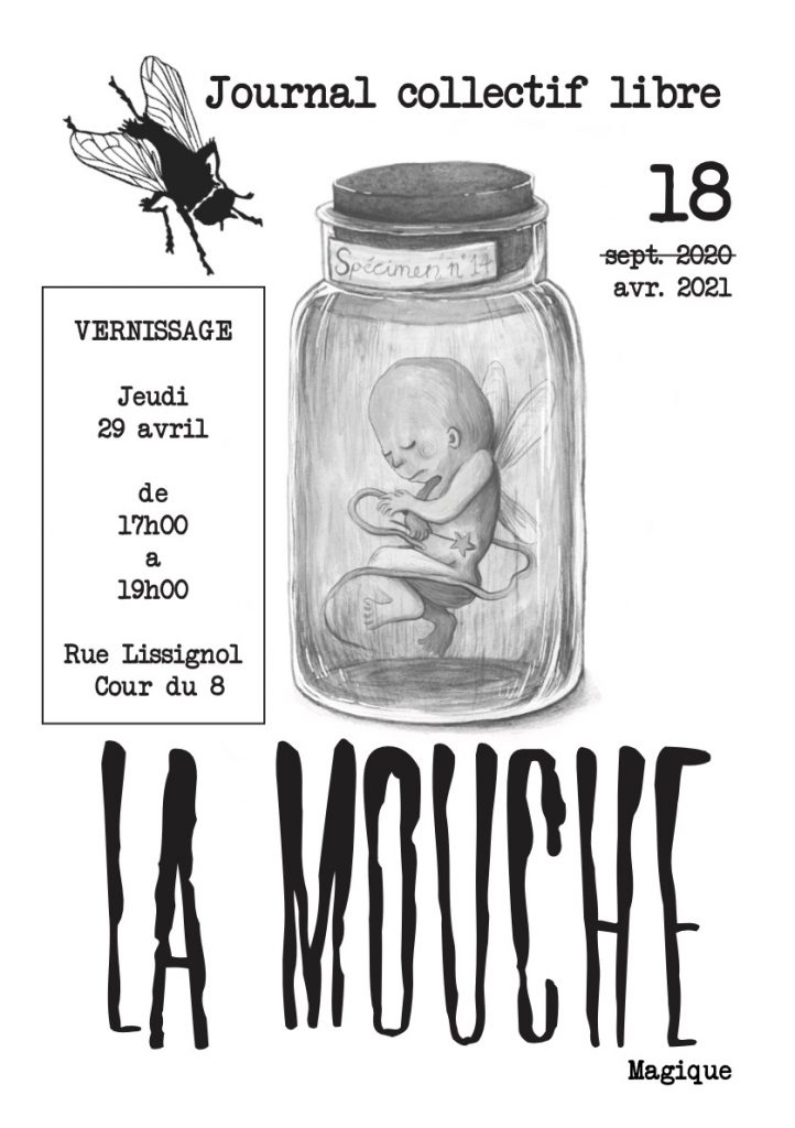 Couverture de La Mouche 18 - Magique 
Une illustration montre un embryon de fée dans un bocal