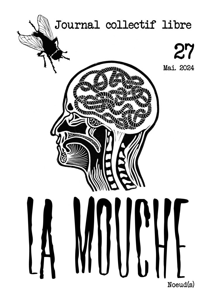 Couverture du fanzine La mouche vol.27 sur le thème Noeud(s), illustration Nina Scceletton